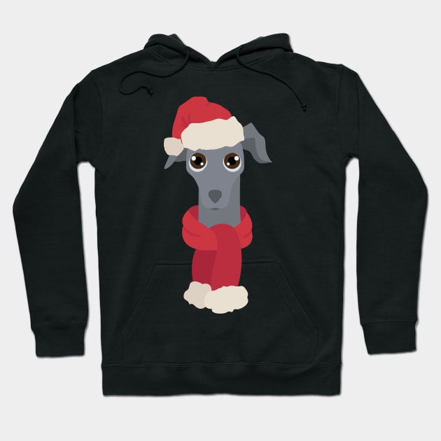 Italian Greyhound Christmas Dog Hoodie by JunkyDotCom